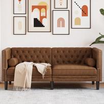 vidaXL Dvivietė chesterfield sofa su pagalvėlėmis, ruda (Brown)