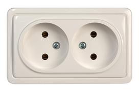 Dvivietis kištukinis lizdas Vilma SL+250, be įžeminimo, balta (White)