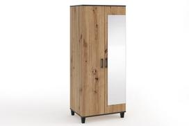 2 duru spintos - Spinta ADRK Furniture POLA 11, ruda (Brown) su veidrodžiu - 2 nuotrauka