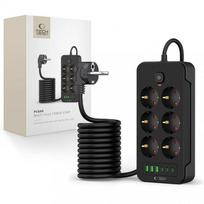 ilgintuvas 3 lizdu usb - Tech-Protect PC6X6 Prailgintuvas 6 lizdai 240V + 3xUSB-A + 3xUSB-C 200 cm Juodas (Black) - 2 nuotrauka
