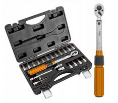 dinamometrinis raktas 5 25 - Neo Tools 1/4" dvikrypčiai dinamometriniai veržliarakčiai, 5-25Nm, rinkinys 21 vnt. (08-821) - 2 nuotrauka