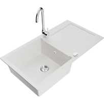 virtuvines kriaukles su maisytuv - Mexen Leo, granitas, 90 cm x 50 cm x 19 cm, Balta (White) - 3 nuotrauka