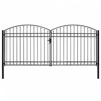 duris vartu - vidaXL Dvigubi vartai su arkiniu viršumi, juodi (Black), 400 x 200 cm, plienas - 2 nuotrauka