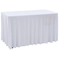 baltas sijonas - vidaXL Įtempiamos staltiesės su sijonais, 2 vnt., baltos (White), 183 x 76 x 74 cm - 1 nuotrauka
