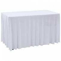 baltas sijonas - vidaXL Įtempiamos staltiesės su sijonais, 2 vnt., baltos (White), 183 x 76 x 74 cm - 2 nuotrauka