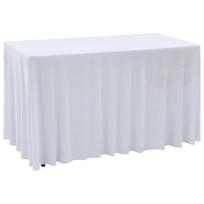 baltas sijonas - vidaXL Įtempiamos staltiesės su sijonais, 2 vnt., baltos (White), 183 x 76 x 74 cm - 3 nuotrauka