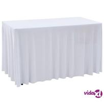baltas sijonas - vidaXL Įtempiamos staltiesės su sijonais, 2 vnt., baltos (White), 183 x 76 x 74 cm - 4 nuotrauka