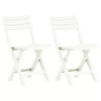 fotelis lauko - vidaXL Sulankstomos sodo kėdės, 2vnt., baltos (White) - 3 nuotrauka