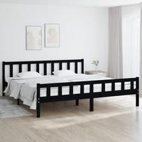 miegamojo lovos rem - vidaXL Lovos rėmas, 160x200 cm, juodas (Black), medienos masyvas - 1 nuotrauka