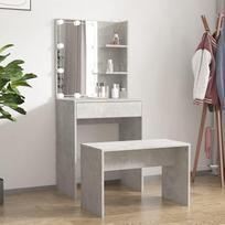 vidaXL Kosmetinio staliuko komplektas su LED, betono pilkas (Grey Concrete), 60 cm x 40 cm x 140 cm