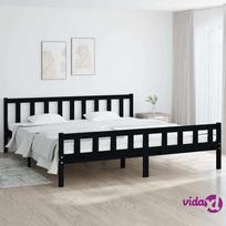 miegamojo lovos rem - vidaXL Lovos rėmas, 160x200 cm, juodas (Black), medienos masyvas - 2 nuotrauka