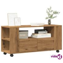 tv spintele - vidaXL TV staliukas su ratukais, artisano (Artisan), 102x34,5x43 cm - 3 nuotrauka