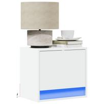 sienos stalas - vidaXL Prie sienos montuojama naktinė spintelė su LED, balta (White) - 1 nuotrauka