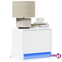 sienos stalas - vidaXL Prie sienos montuojama naktinė spintelė su LED, balta (White) - 2 nuotrauka