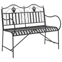 lauko suoliukai - Metalinis lauko suolas vidaXL, juodas (Black) - 2 nuotrauka