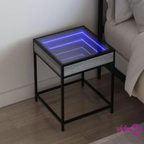 vidaXL Naktinis staliukas su Infinity LED, pilkas ąžuolas (Gray Oak), 40 x 40 x 51 cm
