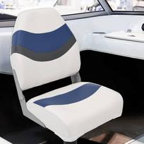vidaXL Sulankstoma valties sėdynė su aukštu atlošu, Balta/mėlyna (White/Blue)