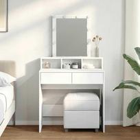 vidaXL Kosmetinis staliukas su LED, baltas (White), 80x41x144,5 cm