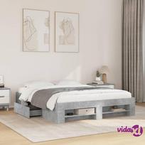 spalvotas betonas - vidaXL Lovos rėmas, 160x200 cm, betono pilkas (Concrete Grey) - 2 nuotrauka