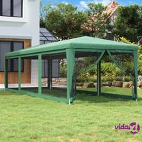 progines pavesines - vidaXL Proginė palapinė su 8 tinklinėmis sienomis, žalia (Green), 3x9 m - 2 nuotrauka