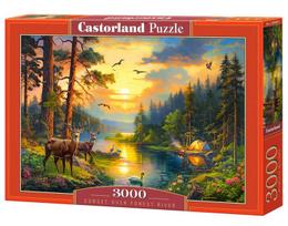puzzle 3000 - Castorland Dėlionė Sunset over Forest River 3000 vnt. C-300686 - 1 nuotrauka