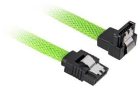sata 3 kabelis - Sharkoon SATA 3 - 0.45 m - SATA III - SATA 7-pin - SATA 7-pin - Male connector / Male connector - Juodas,Green - 1 nuotrauka