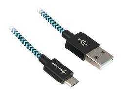 Sharkoon USB 2.0 A-B juodas / blue 1.0m - Aluminum + Braid