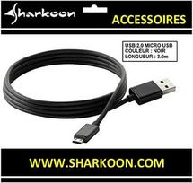 usb 2.0 a b cable - Sharkoon USB 2.0 A-B Micro juodas 3,0m - 1 nuotrauka