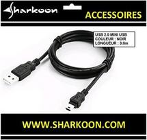 type 2 kabelis - Sharkoon USB 2.0 A-B Mini juodas 3,0m - 1 nuotrauka