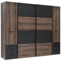 Spinta Forte Baveno BVNS424D2-N09, juoda/tamsaus ąžuolo, 61 cm x 270 cm x 223 cm