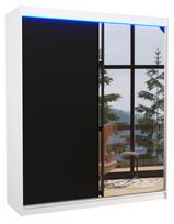 Spinta ADRK Viki, balta/juoda, 58 cm x 180 cm x 215 cm, su veidrodžiu
