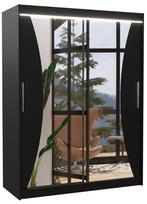 Spinta ADRK Max LED, juoda, 58 cm x 150 cm x 200 cm, su veidrodžiu