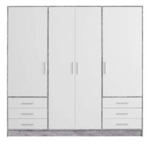 Spinta Forte Jona JPTS86T-C264, balta/pilka, 60 cm x 206.5 cm x 200 cm