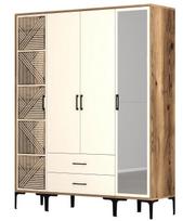 Spinta Kalune Design Kumsal PTR, kreminė/riešuto, 47.5 cm x 160 cm x 201.4 cm, su veidrodžiu