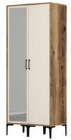 Spinta Kalune Design Kumsal RS, kreminė/riešuto, 47.5 cm x 80 cm x 201.4 cm, su veidrodžiu