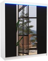 Spinta ADRK Balance LED, balta/juoda, 58 cm x 180 cm x 200 cm, su veidrodžiu