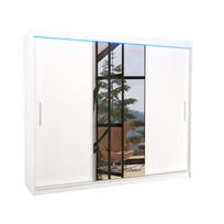 Spinta ADRK Denis LED, balta, 58 cm x 250 cm x 215 cm, su veidrodžiu