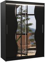 Spinta ADRK Renzo LED, juoda, 58 cm x 150 cm x 200 cm, su veidrodžiu