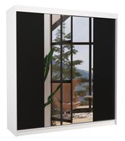 Spinta ADRK Perqs 200, balta/juoda, 58 cm x 200 cm x 215 cm, su veidrodžiu