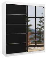 Spinta ADRK Caro 180, skaidri/balta/juoda, 58 cm x 180 cm x 215 cm, su veidrodžiu