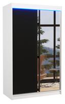 Spinta ADRK Rewena LED, skaidri/balta/juoda, 58 cm x 120 cm x 200 cm, su veidrodžiu