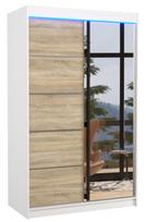 Spinta ADRK Nicea LED, balta/rusva, 58 cm x 120 cm x 200 cm, su veidrodžiu