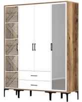 Spinta Kalune Design Kumsal PTR, balta/riešuto, 47.5 cm x 160 cm x 201.4 cm, su veidrodžiu