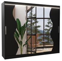 Spinta ADRK Sharon LED, juoda, 58 cm x 250 cm x 215 cm, su veidrodžiu
