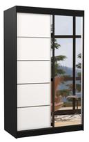 Spinta ADRK Nicea 120, balta/juoda, 58 cm x 120 cm x 200 cm, su veidrodžiu