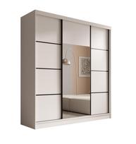 Spinta ADRK Keri, balta/juoda, 200 cm x 61 cm x 215 cm, su veidrodžiu