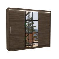 Spinta ADRK Denis LED, tamsiai ruda, 250 cm x 58 cm x 215 cm, su veidrodžiu