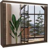 Spinta ADRK Chester LED, tamsiai ruda, 250 cm x 58 cm x 215 cm, su veidrodžiu