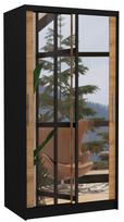 Spinta ADRK Nevio 100, ruda/juoda, 58 cm x 100 cm x 200 cm, su veidrodžiu