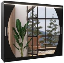 Spinta ADRK Cambe LED, juoda, 58 cm x 250 cm x 215 cm, su veidrodžiu